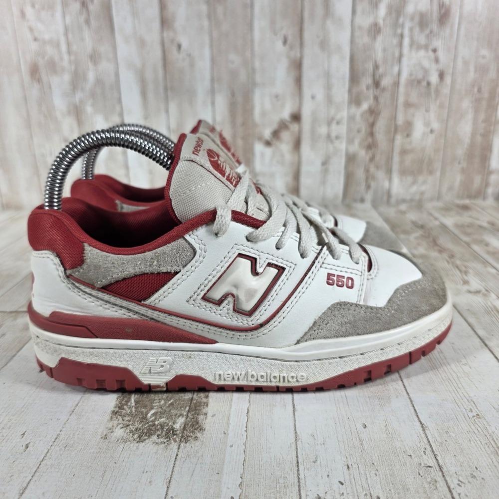 New Balance 550 Womens 6.5 White Red Grey Leather Sneakers GSB550TF - Picture 1 of 8